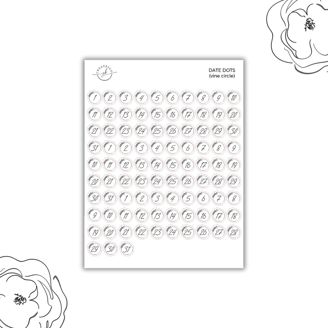 Vine Circle Date Numbers JKcreatesco vine-circle-date-numbers-jkcreatesco