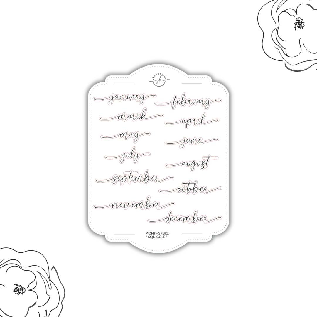 Squiggle Font - Months (Big) || Script – JKcreatesco